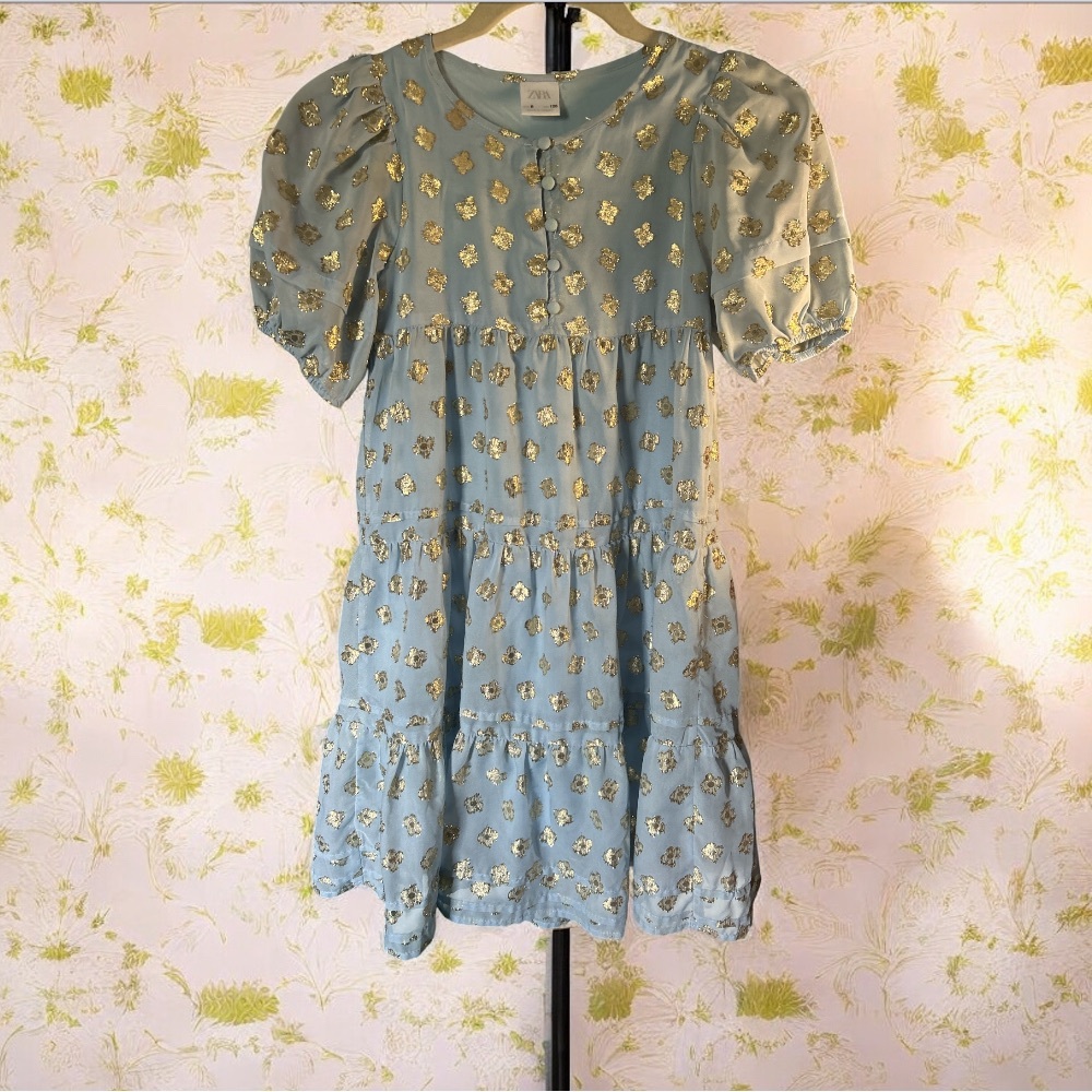 Zara Floral Blue Kids Dress, Girls Size 8